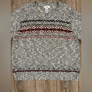 Vintage Northern Reflections Nordic Fair Isle Sweater Gray Wool Blend Size L